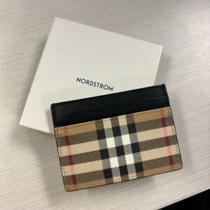Burberry Checkered Black and Tan Card Holder
